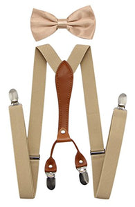 JAIFEI Suspenders & Bowtie Set- Men's Elastic X Band Suspenders + Bowtie For Wedding, Formal Events