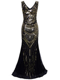 Vijiv 1920s Long Maxi Prom Gowns Sequin Mermaid Bridesmaid Formal Evening Dress