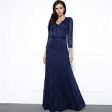 Miusol Women's Floral Lace 2/3 Sleeves Long Bridesmaid Maxi Dress