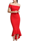 MISFONDLE Women's Sexy Bodycon Off Shoulder Mermaid Fishtail Cocktail Evening Party Dress