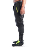 Ouber Men's Fitted Jogger Pants Gym Workout Running Sweatpants With Zipper Bottom
