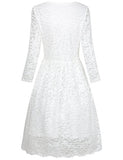 HNNATTA Juniors' Floral Lace 3/4 Sleeve A Line Round Neck Pleated Swing Cocktail Party Dress