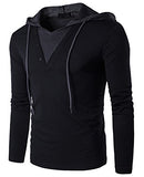 Guoji Men's Casual Slim Fit Long Sleeve T-Shirt With Hooded/Hoodies Tops