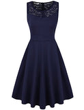 KASCLINO Women's Cocktail Dress A-Line Floral Lace Sleeveless Swing Party Dress With Pocket