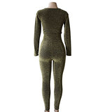 Longwu Women's Sexy Sparkly V Neck Long Sleeve Party Clubwear Bandage Romper Jumpsuit