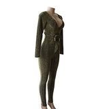 Longwu Women's Sexy Sparkly V Neck Long Sleeve Party Clubwear Bandage Romper Jumpsuit