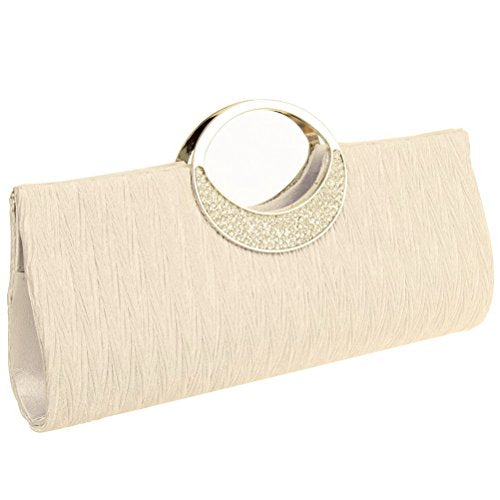 Fashion Road Womens Luxury Evening Wedding Party Purse Clutch Rhinestone Satin Pleated Handbag