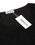 HNNATTA Juniors' Floral Lace 3/4 Sleeve A Line Round Neck Pleated Swing Cocktail Party Dress
