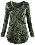 SeSe Code Women's Casual Long Sleeve Crew Neck Form Fitting Velvet Vintage Tunic Top(FBA)