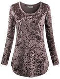 SeSe Code Women's Casual Long Sleeve Crew Neck Form Fitting Velvet Vintage Tunic Top(FBA)