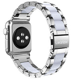 For Apple Watch Band 38mm, Wearlizer Fashion Metal Wristbands Replacement iWatch Stainless Steel Strap for Apple Watch Series 3, Series 2, Series 1, Sport, Edition---38mm Rose Gold + Pink
