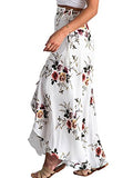 Yonala Womens Boho Floral Tie Up Waist Summer Beach Wrap Cover Up Maxi Skirt