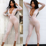 Longwu Women's Sexy Sparkly V Neck Long Sleeve Party Clubwear Bandage Romper Jumpsuit