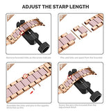 For Apple Watch Band 38mm, Wearlizer Fashion Metal Wristbands Replacement iWatch Stainless Steel Strap for Apple Watch Series 3, Series 2, Series 1, Sport, Edition---38mm Rose Gold + Pink