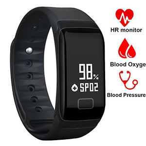 Fitness Tracker Band Smart Bracelet with Oxygen Blood Pressure/Heart Rate/Sleep Monitor Bluetooth Waterproof Sports Activity Tracker with OLED Touch Screen for Android and iOS