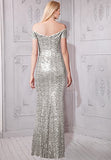 Sumintras Fabulous Sequined Off-The-Shoulder Sweetheart Sequin Long Formal Form Fitting Prom Evening Dress