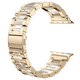 For Apple Watch Band 38mm, Wearlizer Fashion Metal Wristbands Replacement iWatch Stainless Steel Strap for Apple Watch Series 3, Series 2, Series 1, Sport, Edition---38mm Rose Gold + Pink