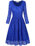 HNNATTA Juniors' Floral Lace 3/4 Sleeve A Line Round Neck Pleated Swing Cocktail Party Dress