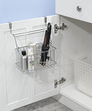 mDesign Over-Cabinet Hair Care Tools Basket for Hair Dryer, Flat Iron, Curling Wand, Straightener - Chrome