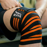 Mava Sports Knee Wraps (Pair) for Cross Training WODs,Gym Workout,Weightlifting,Fitness & Powerlifting - Knee Straps for Squats - For Men & Women- 72"-Compression & Elastic Support