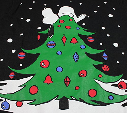 Peanuts Men's Snoopy Sleeping On Christmas Tree Holiday T-Shirt