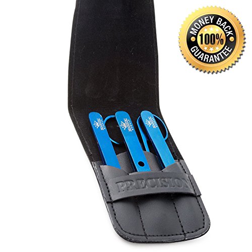 Precision Grooming Set - By Majestic Bombay - Professional Quality Stainless Steel Luxury Tweezers + Nail Scissor in Titanium Blue. Perfect for Ingrown Hair, Eyebrow Hair, Nose and Facial Hairs -