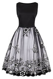 KILLREAL Women's Vintage Sleeveless Floral Organza Cocktail Homecoming Dress