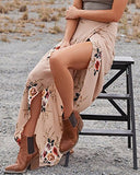 Yonala Womens Boho Floral Tie Up Waist Summer Beach Wrap Cover Up Maxi Skirt