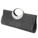 Fashion Road Womens Luxury Evening Wedding Party Purse Clutch Rhinestone Satin Pleated Handbag