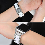 For Apple Watch Band 38mm, Wearlizer Fashion Metal Wristbands Replacement iWatch Stainless Steel Strap for Apple Watch Series 3, Series 2, Series 1, Sport, Edition---38mm Rose Gold + Pink
