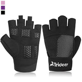 Trideer Womens Weight Lifting Gloves For Callus And Blister Protection, Breathable & Anti-slip, Padded Gym Gloves For Powerlifting, Cross Training - Available in Black, Pink, Purple (Pair)
