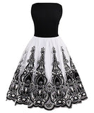KILLREAL Women's Vintage Sleeveless Floral Organza Cocktail Homecoming Dress