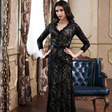 Miusol Women's Floral Lace 2/3 Sleeves Long Bridesmaid Maxi Dress