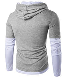 Guoji Men's Casual Slim Fit Long Sleeve T-Shirt With Hooded/Hoodies Tops