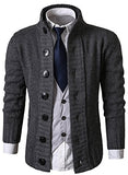 MIEDEON Mens Casual Stand Collar Cable Knitted Button Down Cardigan Sweater