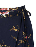 Yonala Womens Boho Floral Tie Up Waist Summer Beach Wrap Cover Up Maxi Skirt