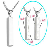 JOVIVI Free Engraving - Personalized Custom Engraved Name Words Men Stainless Steel Bar Pendant Necklace w/Gift Box