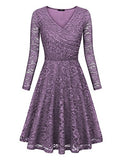 Laksmi Womens Elegant Floral Lace Long Sleeve Fit and Flare A Line Dress
