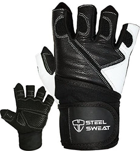 Weightlifting Gloves with 18-inch Wrist Wrap Support for Workout, Gym and Fitness Training - Best for Men and Women Who Love Weight Lifting - Leather ZED Black