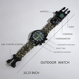 Survival Bracelet Watch, Men & Women Emergency Survival Watch with Paracord/Whistle/Fire Starter/Scraper/Compass and Thermometer, 6 in 1 Multifunctional Outdoor Gear