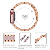 For Apple Watch Band 38mm, Wearlizer Fashion Metal Wristbands Replacement iWatch Stainless Steel Strap for Apple Watch Series 3, Series 2, Series 1, Sport, Edition---38mm Rose Gold + Pink