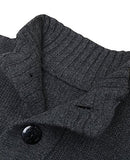 MIEDEON Mens Casual Stand Collar Cable Knitted Button Down Cardigan Sweater
