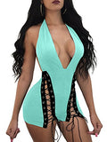 TOB Women's Summer Sexy Backless Lace Up Halter Bodycon Jumpsuit Club Romper