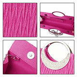 Fashion Road Womens Luxury Evening Wedding Party Purse Clutch Rhinestone Satin Pleated Handbag
