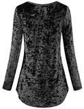 SeSe Code Women's Casual Long Sleeve Crew Neck Form Fitting Velvet Vintage Tunic Top(FBA)