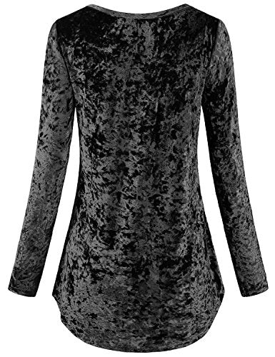 SeSe Code Women's Casual Long Sleeve Crew Neck Form Fitting Velvet Vintage Tunic Top(FBA)