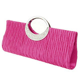 Fashion Road Womens Luxury Evening Wedding Party Purse Clutch Rhinestone Satin Pleated Handbag