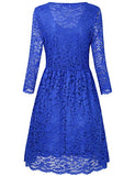 HNNATTA Juniors' Floral Lace 3/4 Sleeve A Line Round Neck Pleated Swing Cocktail Party Dress