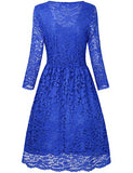 HNNATTA Juniors' Floral Lace 3/4 Sleeve A Line Round Neck Pleated Swing Cocktail Party Dress