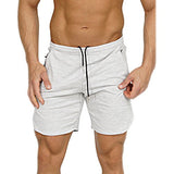 Men's Gym Workout Shorts Running Short Pants Fitted Training Bodybuilding Jogger With Zipper Pockets 3 Colors